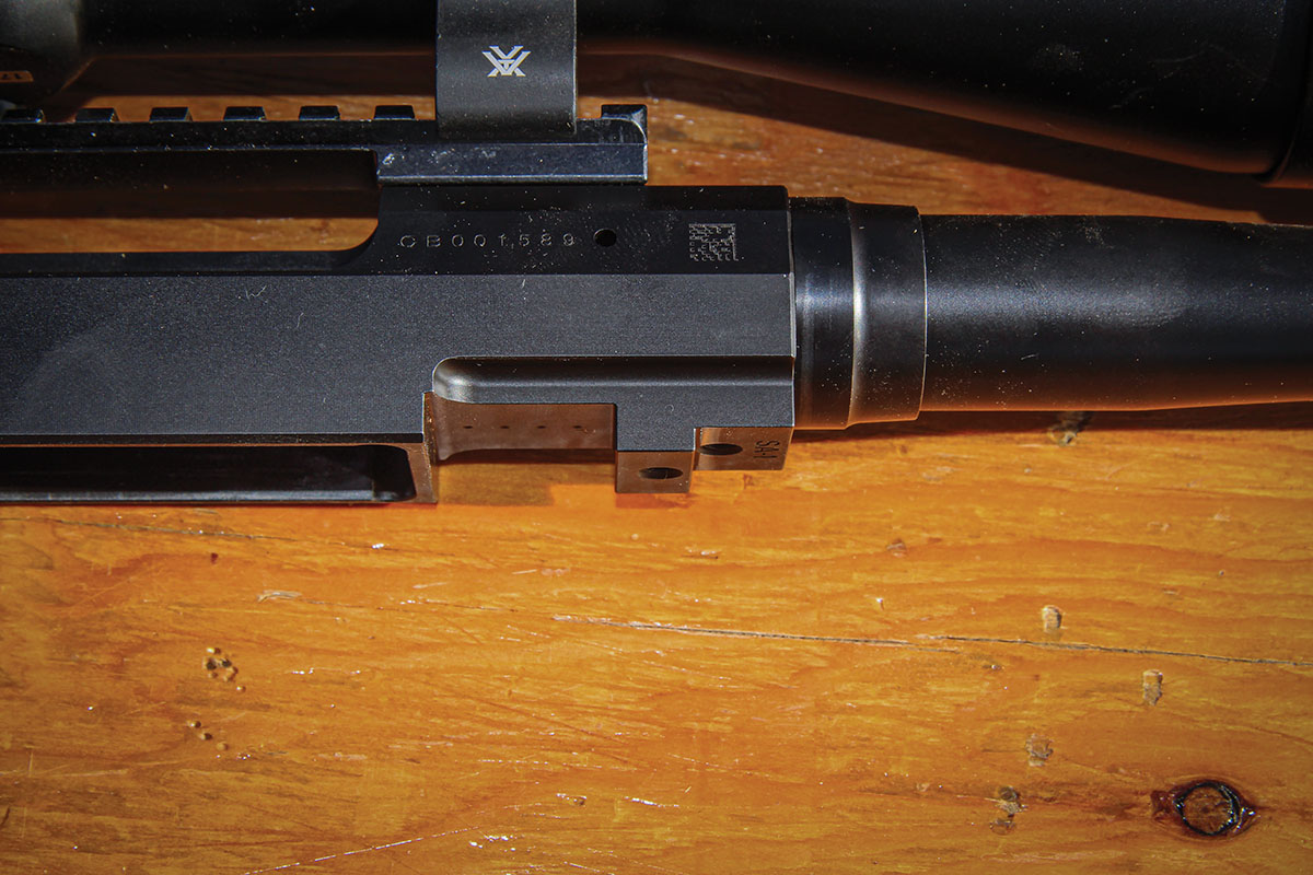 The recoil lug, milled as an integral part of the CZ Model 600-style action.